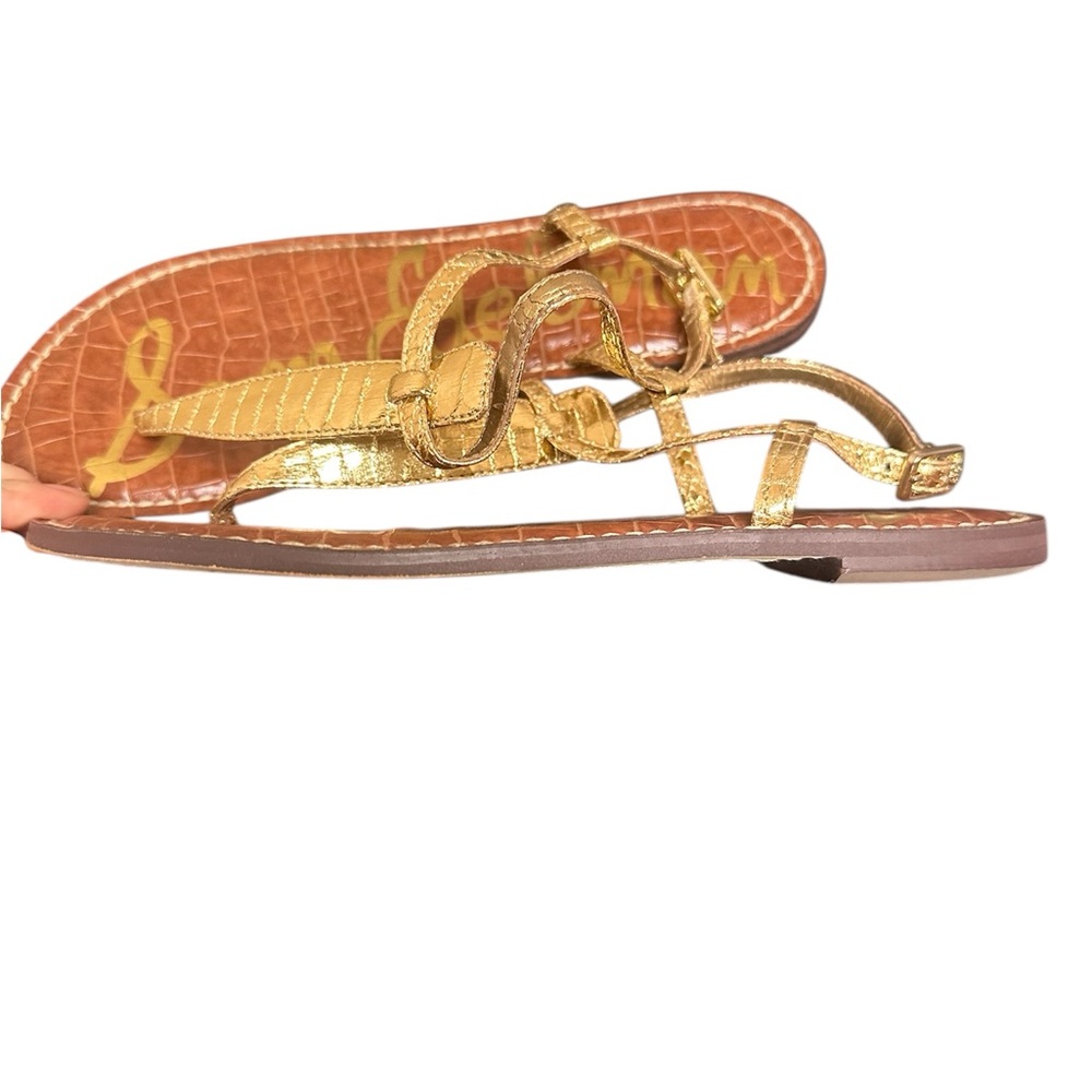 Sam Edelman Gold and Brown Minimalist Sandals size 6.5